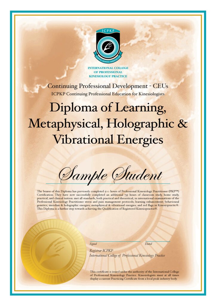 Diploma of Learning, Metaphysical, Holographic & Vibrational Energies